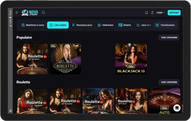 Jeux de live casino disponibles sur NovaDreams Casino.