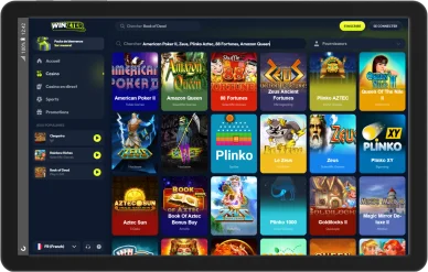 Winzter jeux casino interface catalogue.