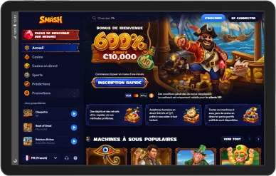Smash Casino offre de bienvenue. Smash Casino bonus de bienvenue pirate.