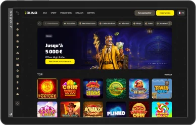 Accueil de Runa Casino avec jeux populaires et bonus.