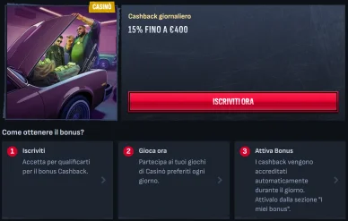 Come capire subito quanto dovrò rigiocare Saldo bonus attivo e barra del wagering dopo l'attivazione della promo giornaliera