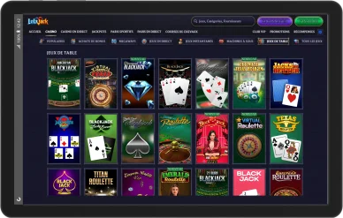 Tables de casino Lolajack. Jeux de table Lolajack.