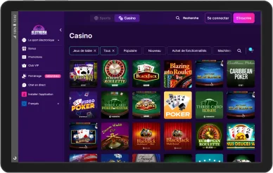 Slotrush jeux de table blackjack roulette.