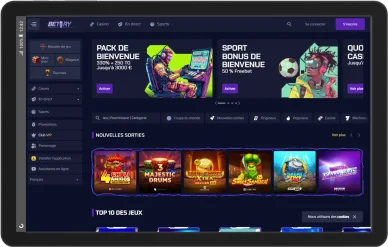 Casino bonus 300 % Betory sur tablette.