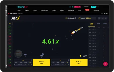 Jeu de l'avion casino JetX avec fusée.