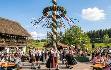 Der geschmückte Platz beim Maifest
