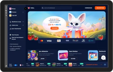 Page d’accueil de Nika Casino. Accueil coloré de Nika Casino.