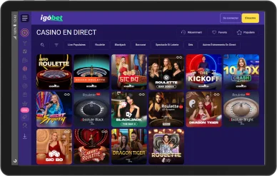 Jeux live chez Igo.bet Casino.