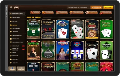 Table games Lizaro Casino disponibles. Jeux de table Lizaro Casino blackjack roulette.