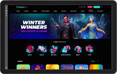 Interface principale du site Cosmobet casino.