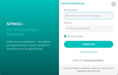 Login im Casino Login im Online Casino Spinoli