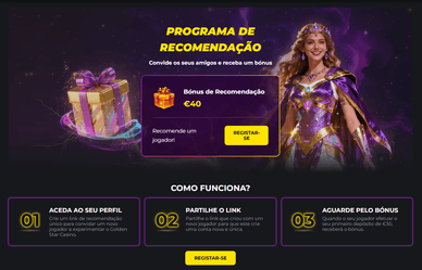 Bónus de 40 euros da GoldenStar 2026 por convidar amigos