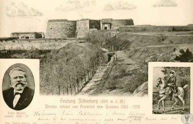 Twierdza Srebrna Góra czarno-biała fotografia