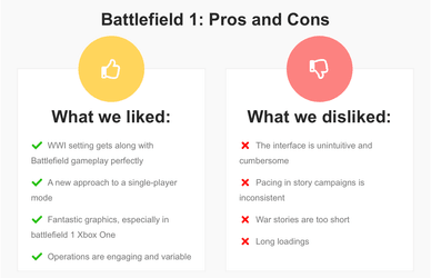Pros and cons of the game Battlefield 1