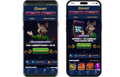 App mobile Golobet avec bonus de bienvenue.