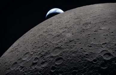 Mission Artemis II Terre au-dessus de la Lune.