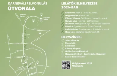 Debreceni Virágkarnevál felvonulásának útvonal