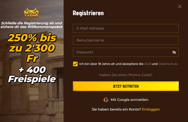 Registrierung MinoCasino: Registrierung