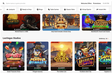 Game Selection at LeoVegas Casino