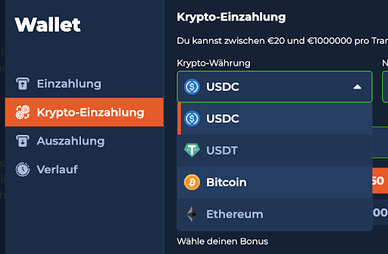 Krypto Einzahlung Casino Crypto-Einzahlungen in Velwins