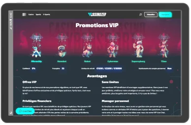 Promotions VIP futuristes sur Casinozer Bonus avec différents niveaux et avantages exclusifs.