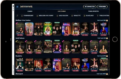 Jeux de casino en direct sur Millioner Casino.