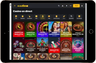 Interface mobile Kaasino.