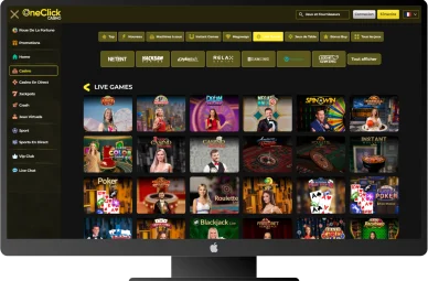 Live casino sur OneClick Casino. Jeux en direct disponibles sur OneClick Casino.