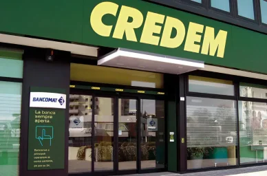 Una delle filiali del Credito Emiliano Filiale Credem
