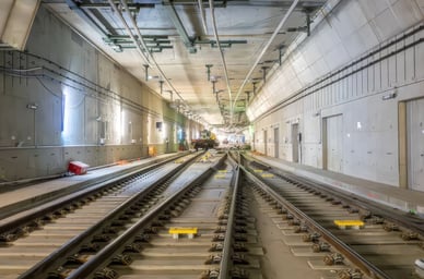 Gleise im Nordtunnel auf der Baustelle des neuen Hauptbahnhofs Stuttgart 21