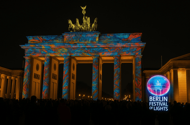 Stimmungsvolles Berlin Festival of Lights mit leuchtender Beleuchtung