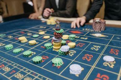 Roulette américaine mises intérieures. Roulette américaine jetons sur tapis.