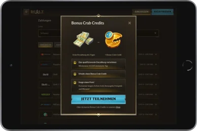 Bonusse für Einzahlungen bei Realz Online bonus crab Realz Casino