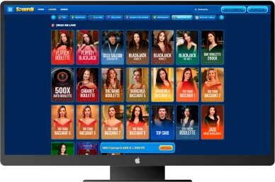 Jeux en live Spinfin blackjack et roulette.