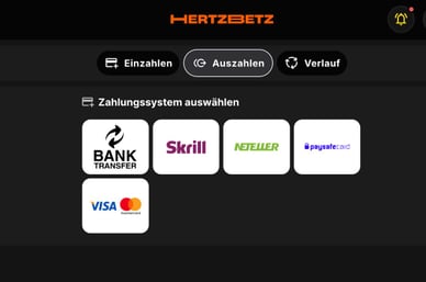 Zahlungsmethoden Auszahlungen im Hertzbetz