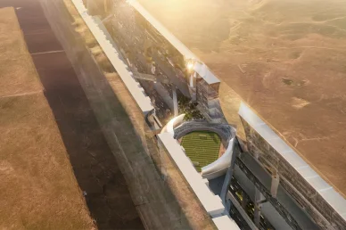 مدينة "ذا لاين" في نيوم: تصميم مبتكر يدمج الملاعب الرياضية داخل الهياكل العاكسة تصميم معماري مستقبلي لمدينة "ذا لاين" في نيوم يبرز ملعب كرة قدم مدمجاً بين الواجهات الزجاجية العاكسة وسط الصحراء