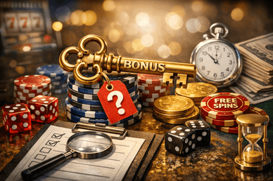 Χρυσό κλειδί μπόνους με καζίνο αντικείμενα