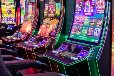 أحدث ماكينات السلوتس: تجربة كازينو واقعية مليئة بالإثارة صالة كازينو (Casino): ماكينات سلوتس فعلية حديثة مضيئة بألعاب متنوعة.