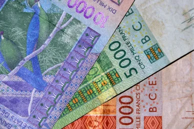 Банкноты Центральноафриканского франка: 10000 XAF, 5000 XAF 