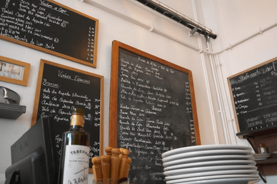 Menu do dia na Taberna da Rua das Flores