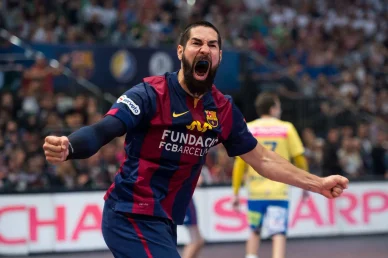Nikola Karabatic au FC Barcelone. Nikola Karabatic célèbre une action avec le Barça.