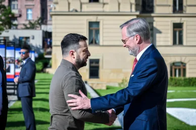 Petr Fiala a Volodymyr Zelenskyj