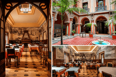 Salão histórico e pátio mourisco da Casa do Alentejo