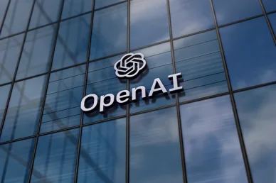 مؤسسة أوبن إي آي (OpenAI): دمج الذكاء الاصطناعي في صميم أعمالك شعار شركة أوبن إي آي (OpenAI) ثلاثي الأبعاد مثبت على واجهة مبنى زجاجي لشركة تكنولوجيا حديثة