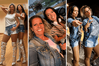 Paula Santos e Rita Almeida em selfies e bastidores durante uma digressão das Bombocas