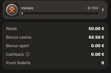 Bonus di benvenuto accreditato sul saldo del conto Runa Casino Saldo del conto Runa Casino con deposito
