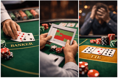 Παίκτης εξετάζει επιλογές στοιχημάτων στο μπακαρά