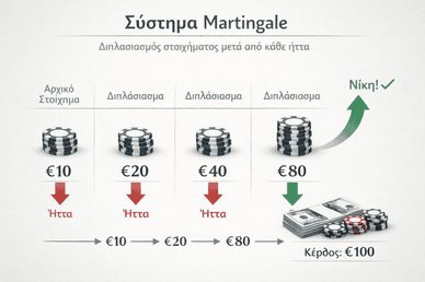 Διάγραμμα Martingale με διαδοχικό διπλασιασμό στοιχήματος