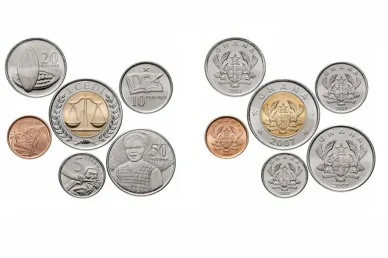 Набор ганских монет различных номиналов в седи и песева Ганские монеты