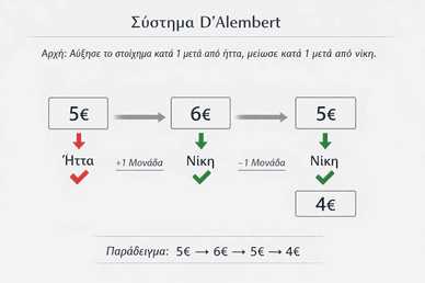 Διάγραμμα στρατηγικής D’Alembert με παράδειγμα πονταρίσματος